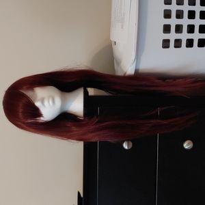 Long Red Wig With Bangs